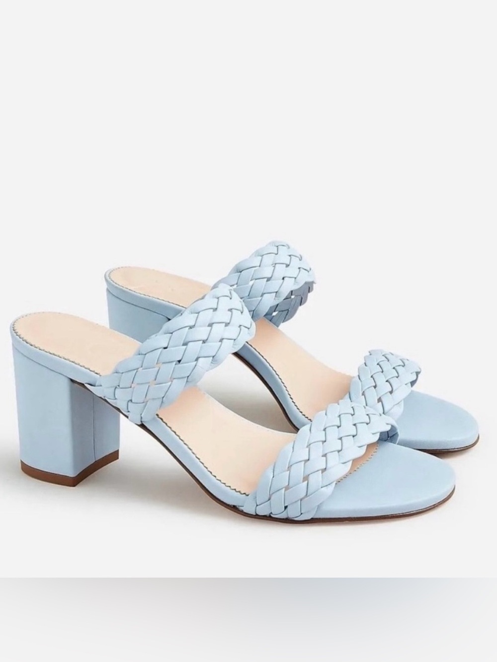 J. Crew Pale Blue Braided Double-Strap Block Heel Sandals